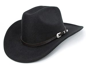 lot 13683 image: XuoAz Western Cowboy Hat for Men Women Classic Roll Up Fedora Hat with Buckle Belt (SizeM-L), Black