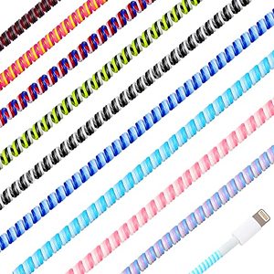 lot 13685 image: 10 Pieces Spiral Cable Protector, Chargers Cable Protector Data Cable Protective Sleeve, Headphone Saver, Charger Protective Cover for Phone USB Prevent Pets from Biting The Cable (Classic Colors)