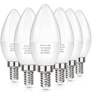 lot 13700 image: MAXvolador E12 LED Candelabra Light Bulbs 60W Equivalent, Daylight White 5000K 600 Lumens Chandelier Bulb, 6W B11 Candle Bulb, Non-Dimmable, Pack of 6