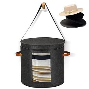 lot 14011 image: Munskine Huge Hat Boxes For Women Storage Foldable Hat Storage Boxes with Shoulder Strap & 2 Handles - Hat Boxes With Lids - Hat Box for Travel With Dustproof Lid Storage Boxes