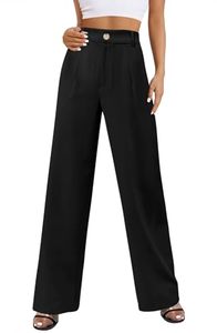 lot 14016 image: onlypuff Black Work Pants Formal Wear for Women Wide Leg Going Out Capris L