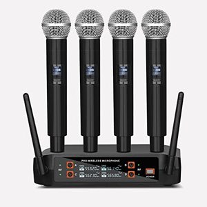 lot 14022 image: Bomaite BX4 UHF Pro Wireless Microphone System with 4 Handheld,165 feet Range, for Stage Performance,Conference Speech,Family Karaoke,Wedding Scene