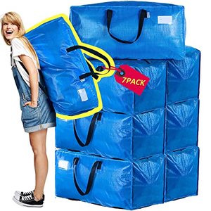 lot 14031 image: AlexHome Moving Bags Heavy Duty,Extra Large Packing Bags for Moving,Reusable Plastic Moving Totes,Clothes Storage Containers,Moving Supplies Bins,Compatible with Ikea Frakta Cart (Blue,Set of 7)