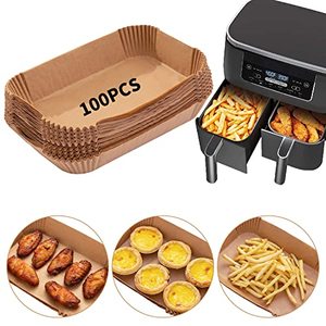lot 14035 image: Air Fryer Disposable Paper Liner, 100PCS Food Grade Parchment Liners for Ninja DZ201,Ninja Foodi Dual Air Fryer Accessories Baking Paper (9  6, Natural)