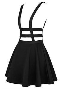lot 14037 image: EXCHIC Womens Braces Skirt Pleated A-Line Suspender Mini Skirt (XL, Black)
