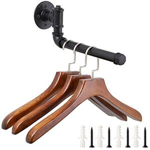 lot 14042 image: Sumnacon 13.6 Inch Industrial Pipe Clothes Bar - Heavy Duty Rustic Metal Coat Hanger with Screws, Wall-Mounted Garment Holder Rack for BedroomBathroomCabinetBoutiqueClothing Store, Black