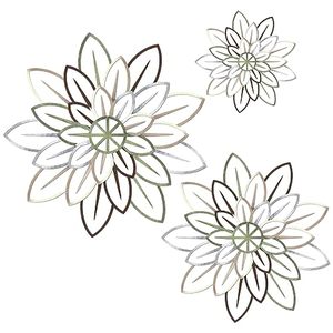 lot 14046 image: 3 Pieces Metal Wall Art Metal Flowers Wall Decor Metal Wall Art Floral Home Decoration for Bedroom Living Room, Bathroom, Kitchen, Outdoor (Pastel Color)