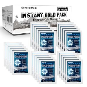 lot 14051 image: General Medi Instant Ice Cold Pack (4�x 5.5�) � 25 Packs Disposable Cold Therapy Ice Packs for Pain Relief, Swelling, Inflammation, Sprains, Toothache � for Athletes & Outdoor Activities