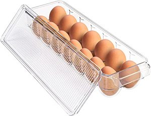 lot 14065 image: Utopia Home Egg Container For Refrigerator - 14 Egg Holder With Lid & Handle, Egg Storage & Tray (Clear, Pack of 1)
