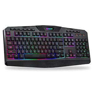 lot 5166 image: Redragon K503 Wireless Gaming Keyboard, RGB LED Backlit, Multimedia Keys, Silent Membrane Keyboard with Wrist Rest for Windows PC Games (Black)