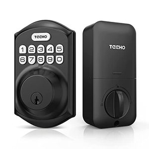 lot 5172 image: TEEHO TE001 Keyless Entry Door Lock with Keypad - Smart Deadbolt Lock for Front Door with 2 Keys - Auto Lock - Easy Installation - Matte Black (unknown condition, Sold as is, NO Refund)