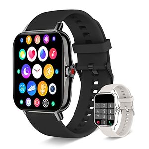 lot 5176 image: Smart Watch for Men Women(Call ReceiveDial), Iaret Fitness Tracker 1.7 Full Touch Screen Smartwatch for Android iOS Phones Waterproof Activity Trackers with Heart Rate Sleep Monitor Pedometer, Black (NO Charger)