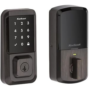 lot 5180 image: Kwikset Halo Touchscreen Wi-Fi Smart Door Lock, Keyless Entry Electronic Deadbolt Door Lock, No Hub Required App Remote Control, With SmartKey Re-Key Security, Venetian Bronze (Sold as is, NO Refund)