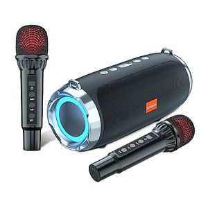 lot 5181 image: BONAOK Karaoke Machine for Adult Kids, Portable Bluetooth Speaker with 2 Wireless Microphones, Singing Karaoke Player for Birthday Gift Party Family Supports TWSBluetoothTFAUXUSB (T-15)