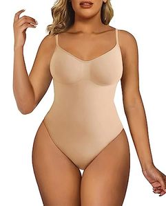 lot 13141 image: SHAPERX Bodysuit for Women Tummy Control Shapewear Seamless Sculpting Briefs Body Shaper Tank Top,SZ5213-Beige-SM