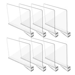 lot 13155 image: Hmdivor Clear Acrylic Shelf Dividers, Closets Shelf and Closet Separator for Organization in Bedroom, Kitchen and Office Shelves (8 Pack)