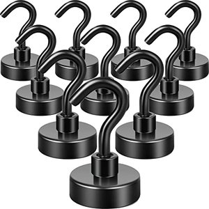 lot 13160 image: Neosmuk Black Magnetic Hooks, Heavy Duty Earth Magnets with Hook for Refrigerator, Extra Strong Cruise Hook for Hanging, Magnetic Hanger for Cabins, Grill (Black, Pack of 10)