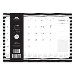 lot 13165 image: 2023-2024 Black and White Desk Pad Office Calendar by Bright Day, 18 Month 15.5 x 11 Inch, Cute Colorful Planner
