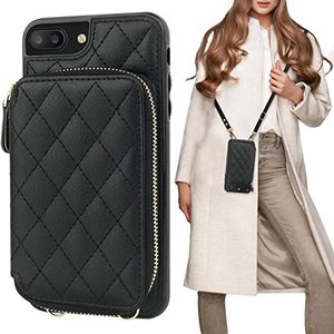 lot 13181 image: Bocasal Crossbody Wallet Case for iPhone 78 Plus, RFID Blocking PU Leather Zipper Handbag Purse Flip Cover, Kickstand Folio Case with Card Slots Holder Wrist Strap Lanyard 5.5 Inch (Black)