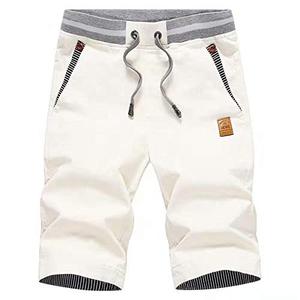 lot 13184 image: Tansozer Mens Shorts Casual Classic Fit Drawstring Summer Beach Shorts with Elastic Waist and Pockets (White, XX-Large)