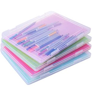 lot 13191 image: A4 Clear Portable Project Case Thick Scrapbook Paper Storage Box with Handle Plastic File Box Document Case Photo Storage Containers Plastic Protectors for Magazines Stamps Photos Art Craft (4)