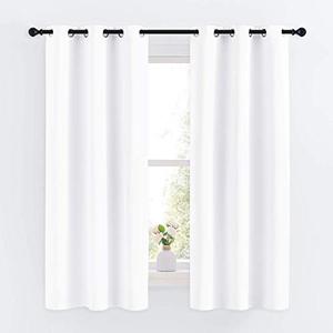 lot 13211 image: NICETOWN Draperies Curtains Panels, Blocking Out 50% Sunlight Window Treatment Curtains, Grommet Small Window Drapes for Bedroom (2 Panels, 34 by 63, Pure White)