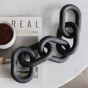 lot 13216 image: PEAKOLY Wood Chain Link Decor - Modern Coffee Table Decor Items, Black Chain Decor for Coffee Table, Wooden Decorative Chain, Bookshelf Decor, Shelf Decor Accents, Table Decorations for Living Room
