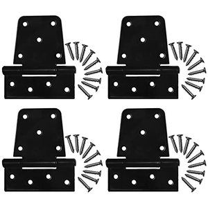 lot 13222 image: Heavy Duty Hinges for Gates (4 Pack) � Black Iron Tee Strap Black Door Hinges w 36 Stainless Steel Screws � Sturdy, Easy to Install Fence Gate Kit for Outdoor, Indoor - Self Closing Gate Hinges