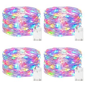 lot 13226 image: Battery Operated String Lights Fairy Lights Mini 5M 4Pack 50 LED Cooper Wire for Each Flexible for DIY Outdoor Waterproof Christmas Decorative for Bedroom,Halloween, Parties, Wedding (Multicolor)