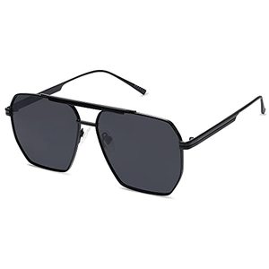 lot 13240 image: SOJOS Retro Oversized Square Polarized Sunglasses for Women Men Vintage Shades UV400 Classic Large Metal Sun Glasses SJ1161 with BlackGrey Lens