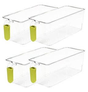 lot 13248 image: Serenita Clear food storage bins with handle, refrigerator organizer containers, canister sets for kitchen counter, BPA Free