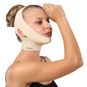 lot 13260 image: Post Surgical Chin Strap Bandage for Women - Neck and Chin Compression Garment Wrap - Face Slimmer, Jowl Tightening, Chin Lifting (Medium (Pack of 1))