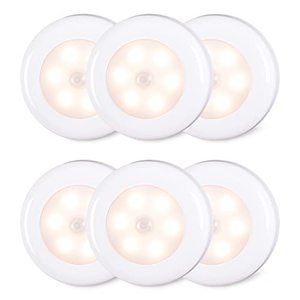 lot 13264 image: Motion Sensor Lights Indoor, STAR-SPANGLED High CRI Stick on Stair Puck Lights Battery Operated, Cordless LED Step Night Light for Under Cabinet, Hallway, Stairway, Closet, Kitchen (Warm White, 6Pack)