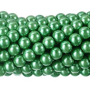 lot 13266 image: RUBYCA 200Pcs Czech Tiny Satin Luster Glass Pearl Round Beads Beading Jewelry Making 8mm Green