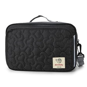 lot 13705 image: Baby Diaper Caddy Bag - Diaper Caddy Tote Baby Stroller Bag Nursery Storage Bin for Diapers, Wipes & Toys Mini Diaper Bag for Outdoor (Black Flower)