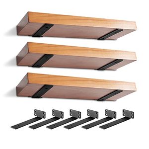 lot 13713 image: Heavy Duty Shelf Bracket, Rustic Floating Shelf Bracket for Shelves Wall Mounted, 6Pcs Industrial Black Shelf Brackets (8Inch-6Pack)�