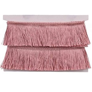 lot 13733 image: Fringe Trim Tassel Lace 2.5Inch Width 5 Yards Long for Clothes Accessories Latin Wedding Dress and DIY Lamp Shade Decoration (Blush, 2.5Inch)