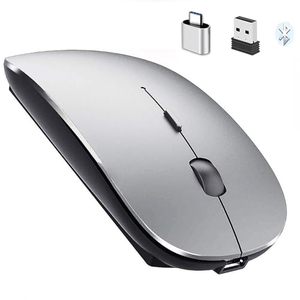lot 13740 image: Bluetooth Mouse for iPad Pro iPad Air Rechargeable Bluetooth Wireless Mouse for MacBook pro MacBook Air Mac Laptop Chromebook Windows Desktop Notebook MacBook HP PC DELL (Gray Black)