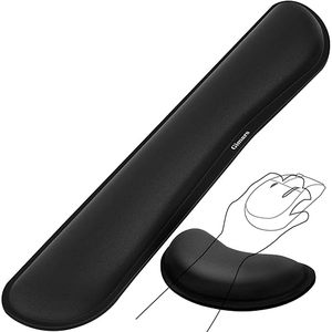 lot 13745 image: Gimars Upgrade Enlarge Silky and Superfine Fabric Gel Memory Foam Keyboard Wrist Rest Set, Ergonomic Keyboard Mouse Wrist Support for Typing Pain Relief, Comfort for Office, Gaming, Computer, Black