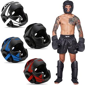 lot 13755 image: Elite Sports Boxing MMA Sparring Kickboxing Headgear for Men, Muay Thai Boxing Head Guard (Red)