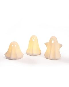 lot 13758 image: DN DECONATION Cute Ceramic Light Up Ghost Decor, 3PCS Ghost Halloween Decor White Spooky Sculptures, Small Led Ghost Figurines for Indoor Halloween Party Desk Tabletop Centerpieces Decoration