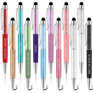 lot 13763 image: 10 Pieces Christian Ballpoint Pens Funny Snarky Office Pen Crystal Pens Vibrant Inspirational Quotes Pen Screen Touch Stylus Pen for Women Men Colleague Co-worker, Black Ink(Rude Style)