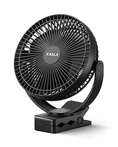 lot 14149 image: xasla 10000mAh Portable Clip on Fan, 8 inch Rechargeable Battery Operated Fan, 24 Hours Work Time, Quiet USB Fan, 4 Speeds Personal Fan, Ideal for Outdoor Camping Golf Cart Home Office Black