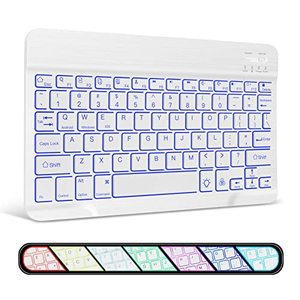 lot 14173 image: XIWMIX Ultra-Slim Wireless Bluetooth Keyboard - 7 Colors Backlit Universal Rechargeable Keyboard Compatible with iPad ProAiriPad 9.7iPad 10.2iPad Mini and Other iOS Android Windows Devices