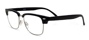 lot 14176 image: Pink Ribbon Shades Semi Rimless Metal Clear Bifocal Reading Glasses- Black 1.25