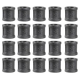 lot 14179 image: Niubid 20 Pack 12 Inch Malleable Cast iron Pipe, Coupling, Build Vintage DIY Furniture Decorative, Steampunk Industrial Vintage Style