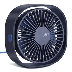 lot 14182 image: 2023 Upgraded Small USB Desk Fan,3 Speeds Strong Wind and 360° Rotatable, Quiet USB Air Circulator Fan with Anti-slip Pad, Perfect Cooling for Office, Dorm, Camp, Laptop, Library - Navy Blue