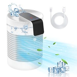 lot 14189 image: Portable Air Conditioners Fan, Portable AC 90°360° Auto Oscillation with 3-Speed, 500ml Portable AC Air Conditioner Evaporative Air Cooler Quite Mini Personal Air Conditioner for Small Room Car