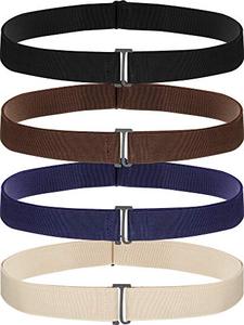 lot 14204 image: SATINIOR 2 Pack Women No Show Invisible Belt Elastic Stretch Waist Belt with Flat Buckle (Black Blue Khaki Brown), Medium
