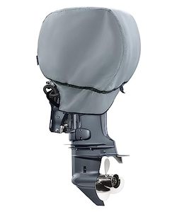 lot 14215 image: STEECA Waterproof Outboard Motor Cover 600D Fade Resistant Boat Engine Hood Cowling Cover Fits Motor 50-115 HP, Grey